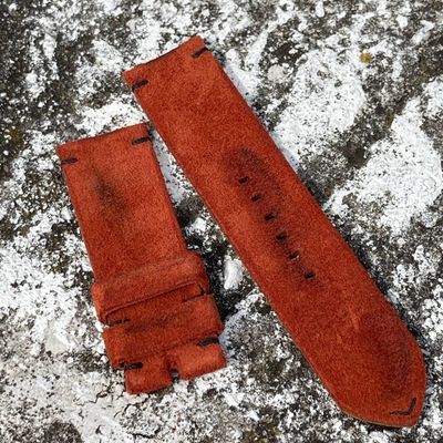 Terracotta Leather Backed Suede Strap | 135/80mm – 26/26mm