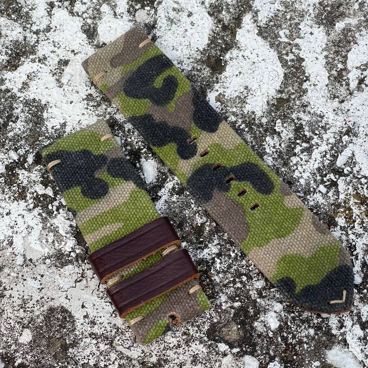 Camouflage Leather Backed Canvas Strap | 135/80mm – 26/26mm