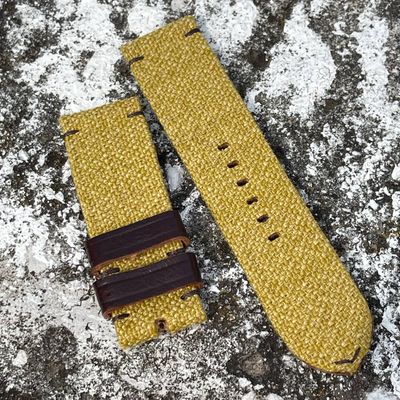 Yellow Leather Backed Canvas Strap | 135/80mm – 26/26mm