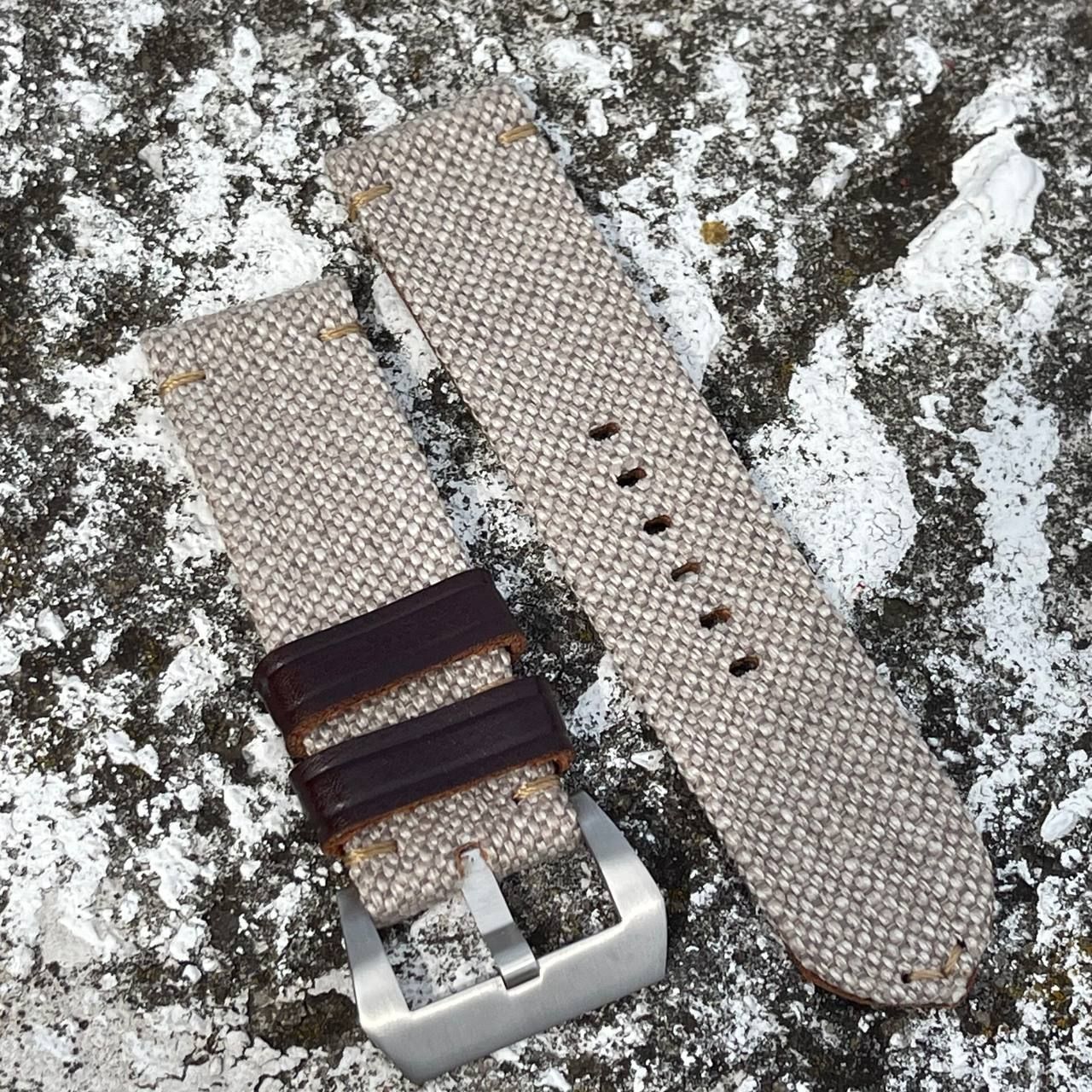 Beige Leather Backed Canvas Strap | 135/80mm – 26/26mm