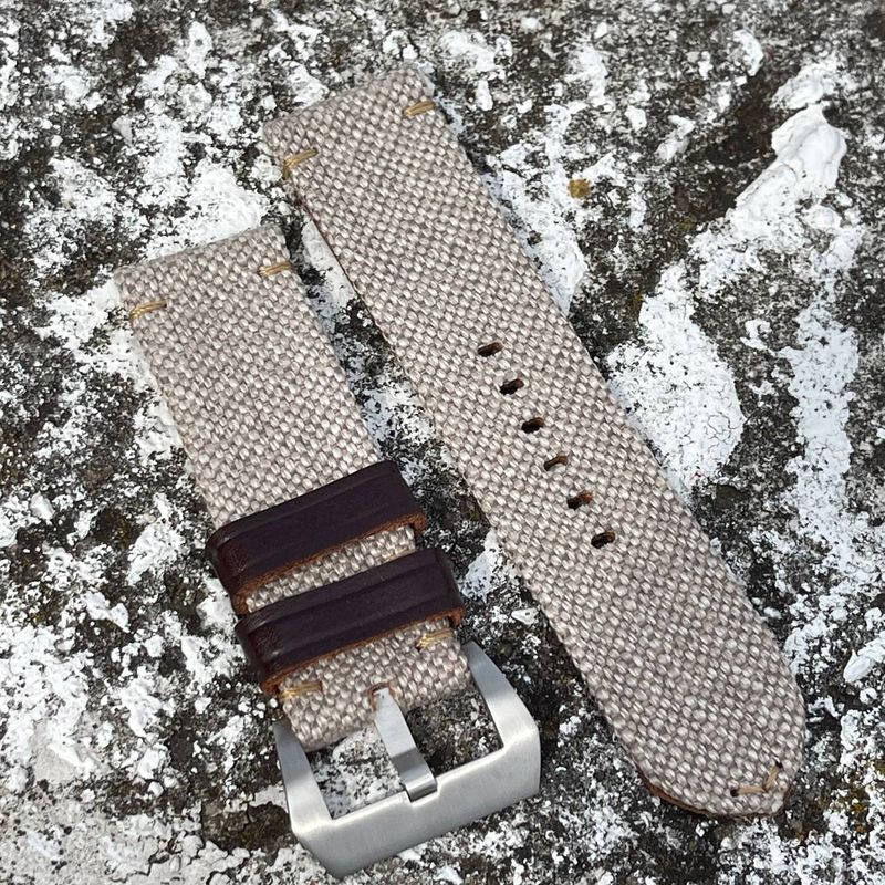 Beige Leather Backed Canvas Strap | 135/80mm – 26/26mm