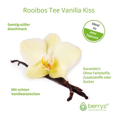 Rooibos Vanille Tee Rotbuschtee mit echten Vanillestückchen | Samtig süßer Geschmack | Rotbusch Vanilla Kiss