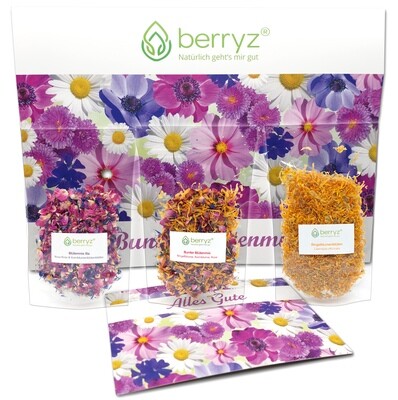Essbare Blüten | Kreativset mit 3 tollen Sorten Blüten und Grußkarte | Essblüten | Tolles Geschenk