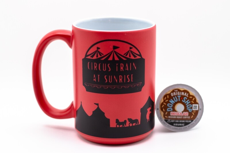 Circus Train at Sunrise Red and Black 15 oz Coffee Cup