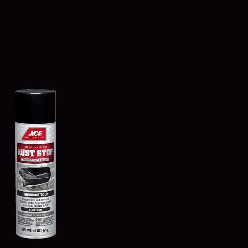 Ace Rust Stop Gloss Black Protective Enamel Spray Paint 15 oz