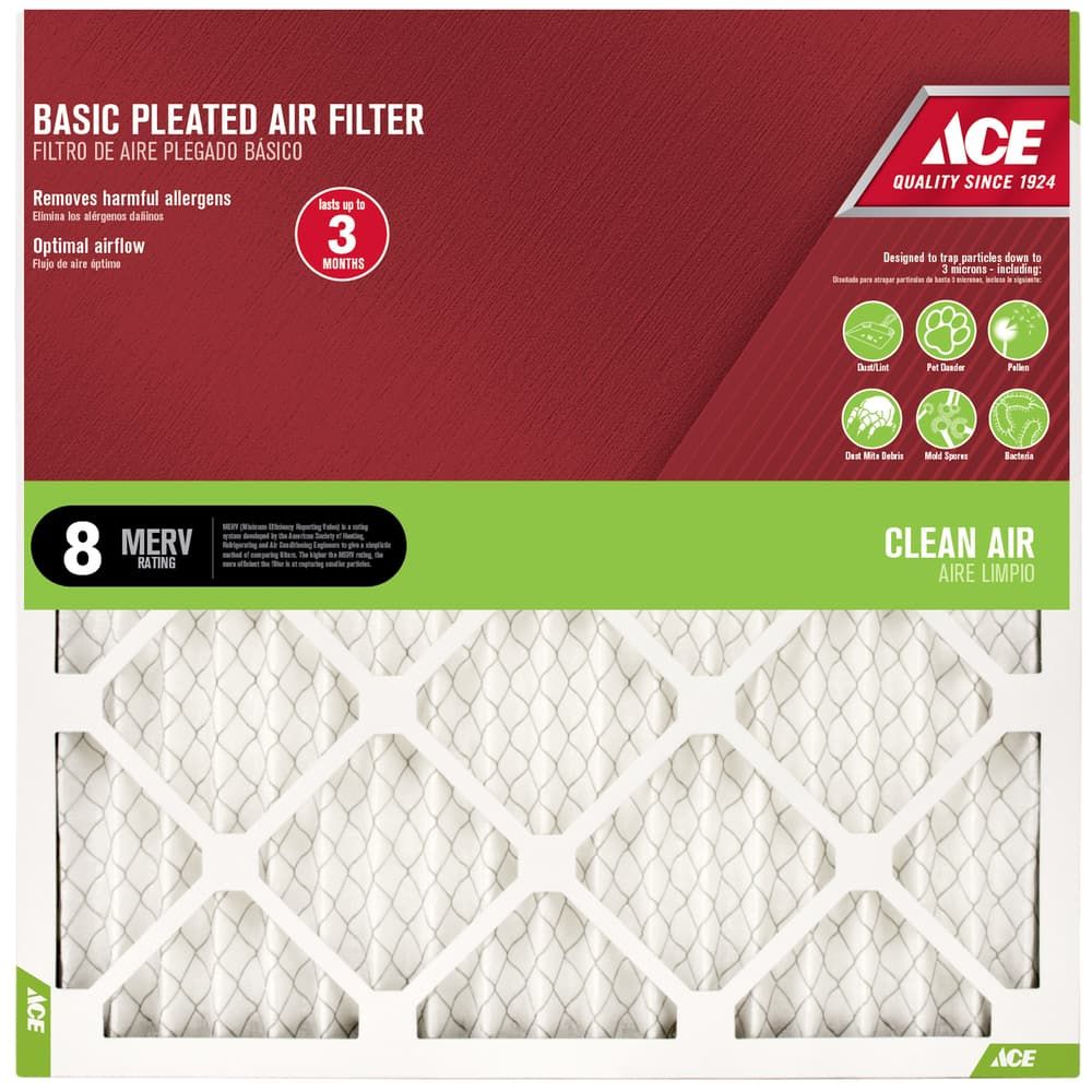 Ace 20 in. W X 25 in. H X 1 in. D Synthetic 8 MERV Pleated Air Filter 1 pk