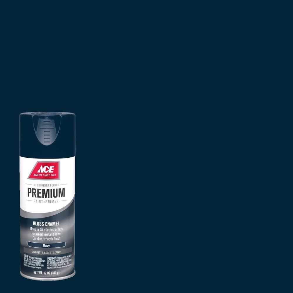 Ace Premium Gloss Navy Paint + Primer Enamel Spray 12 oz