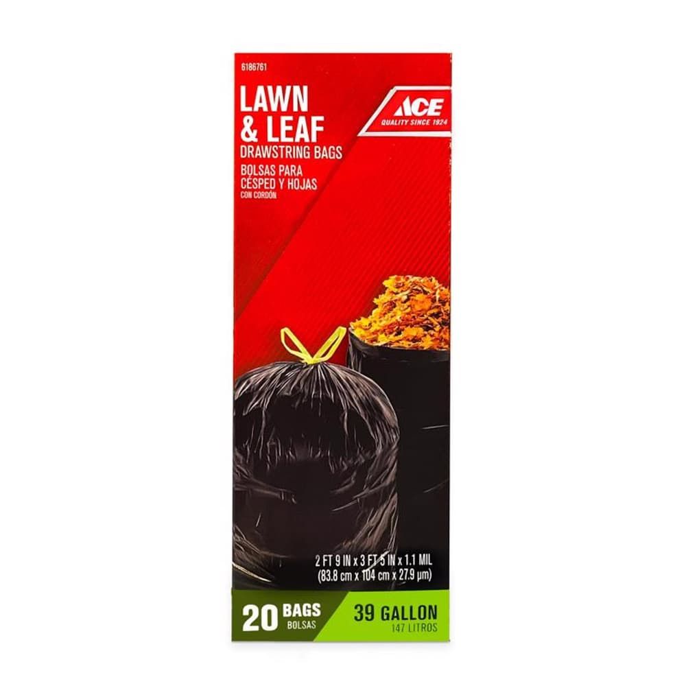 Ace 39 gal Lawn & Leaf Bags Drawstring 20 pk