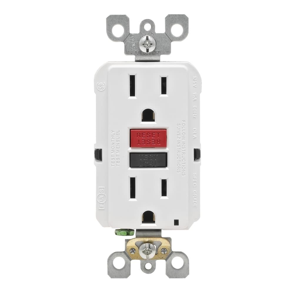 Leviton SmartlockPro 15 amps 125 V Duplex White GFCI Outlet 5-15R 1 pk