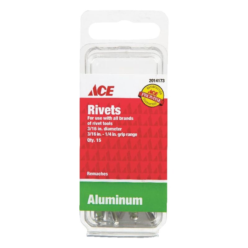 Ace 3/16 in. D X 1/4 in. Aluminum Rivets Silver 15 pk