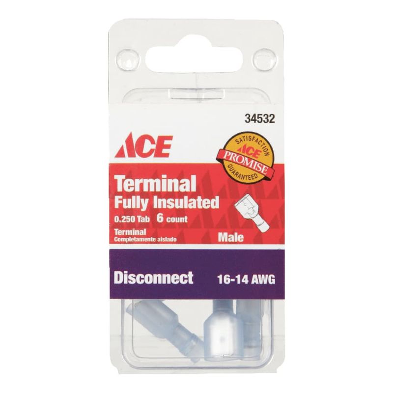 Ace Insulated Wire Male Disconnect Blue 6 pk