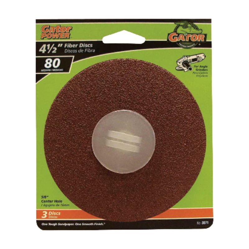 Gator 4.5 in. Aluminum Oxide Center Mount Fiber Disc 80 Grit Medium 3 pk