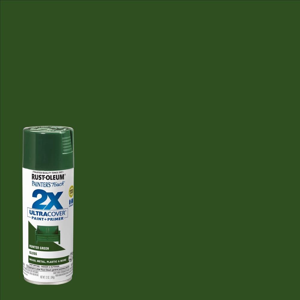 Rust-Oleum Painter's Touch 2X Ultra Cover Gloss Hunter Green Paint+Primer Spray Paint 12 oz