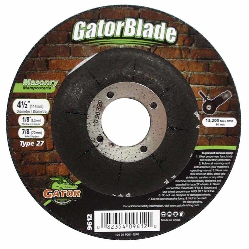 Gator 4-1/2 in. D X 5/8 in. in. Masonry Grinding Wheel