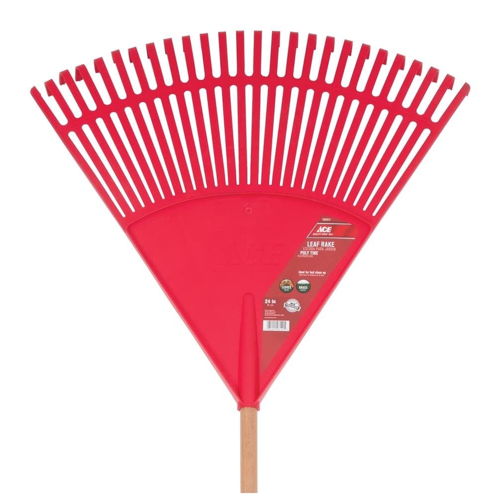 Ace 65 in. 26 Tine Poly Leaf Rake Wood Handle