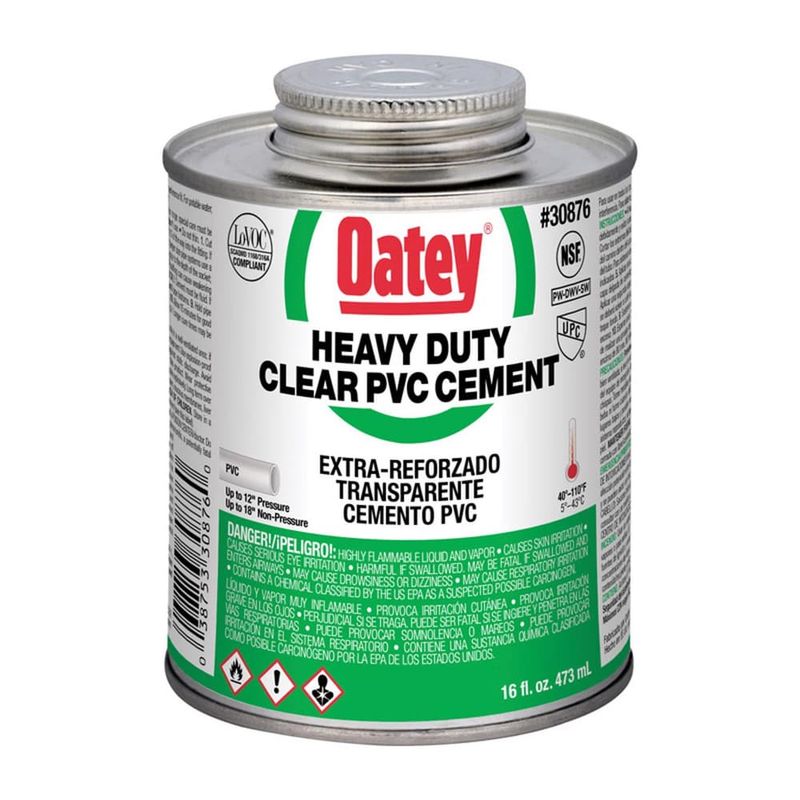 Oatey Heavy Duty Clear Cement For PVC 16 oz