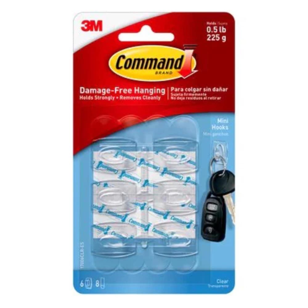 3M Command Mini Plastic Hook 1.08 in. L 6 pk