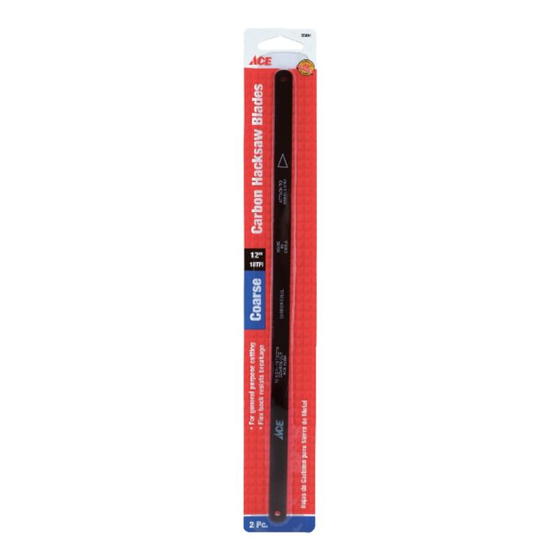 Ace 12 in. Carbon Steel Hacksaw Blade 18 TPI 2 pk