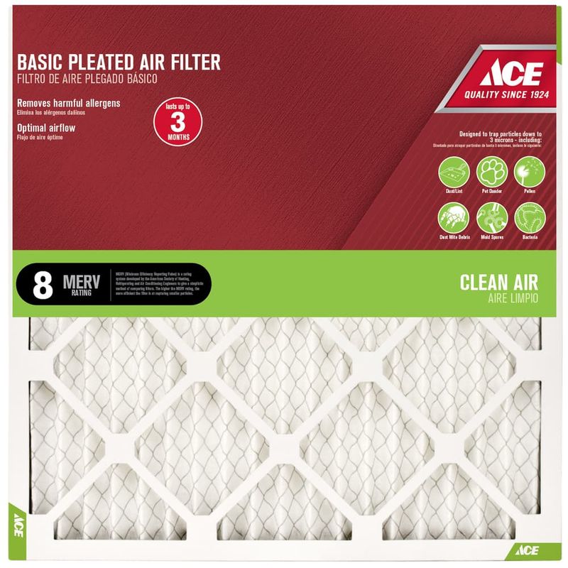 Ace 12 in. W X 12 in. H X 1 in. D Synthetic 8 MERV Pleated Air Filter 1 pk