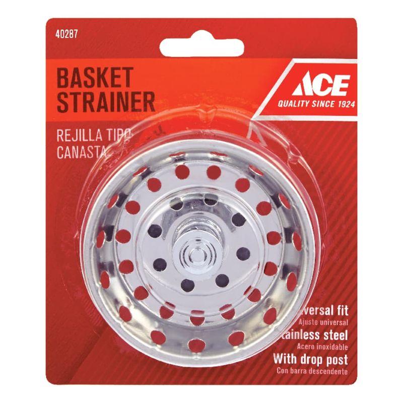 Ace 3-1/2 in. D Chrome Silver Stainless Steel Replacement Strainer Basket