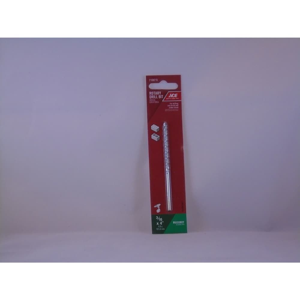 Ace 3/16 in. X 4 in. L Steel Rotary Drill Bit Straight Shank 1 pc