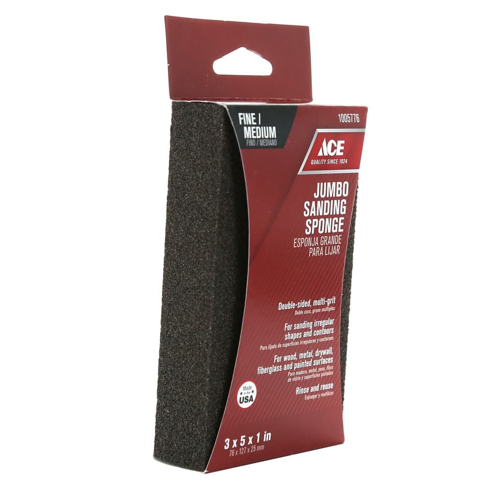 Ace 5 in. L X 3 in. W X 1 in. 80/120 Grit Assorted Extra Large Sanding Sponge