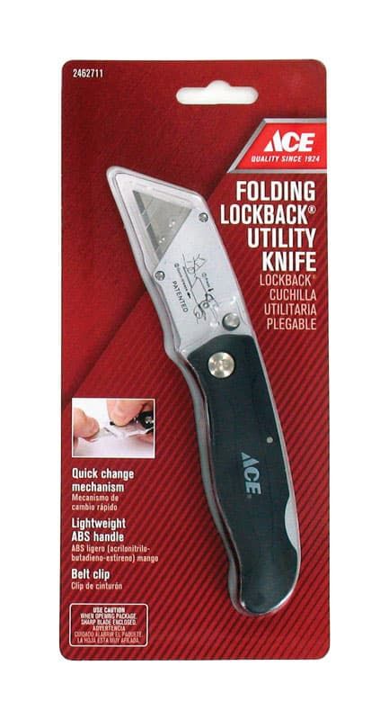 Ace 6-1/2 in. Lockback Utility Knife Black 1 pk