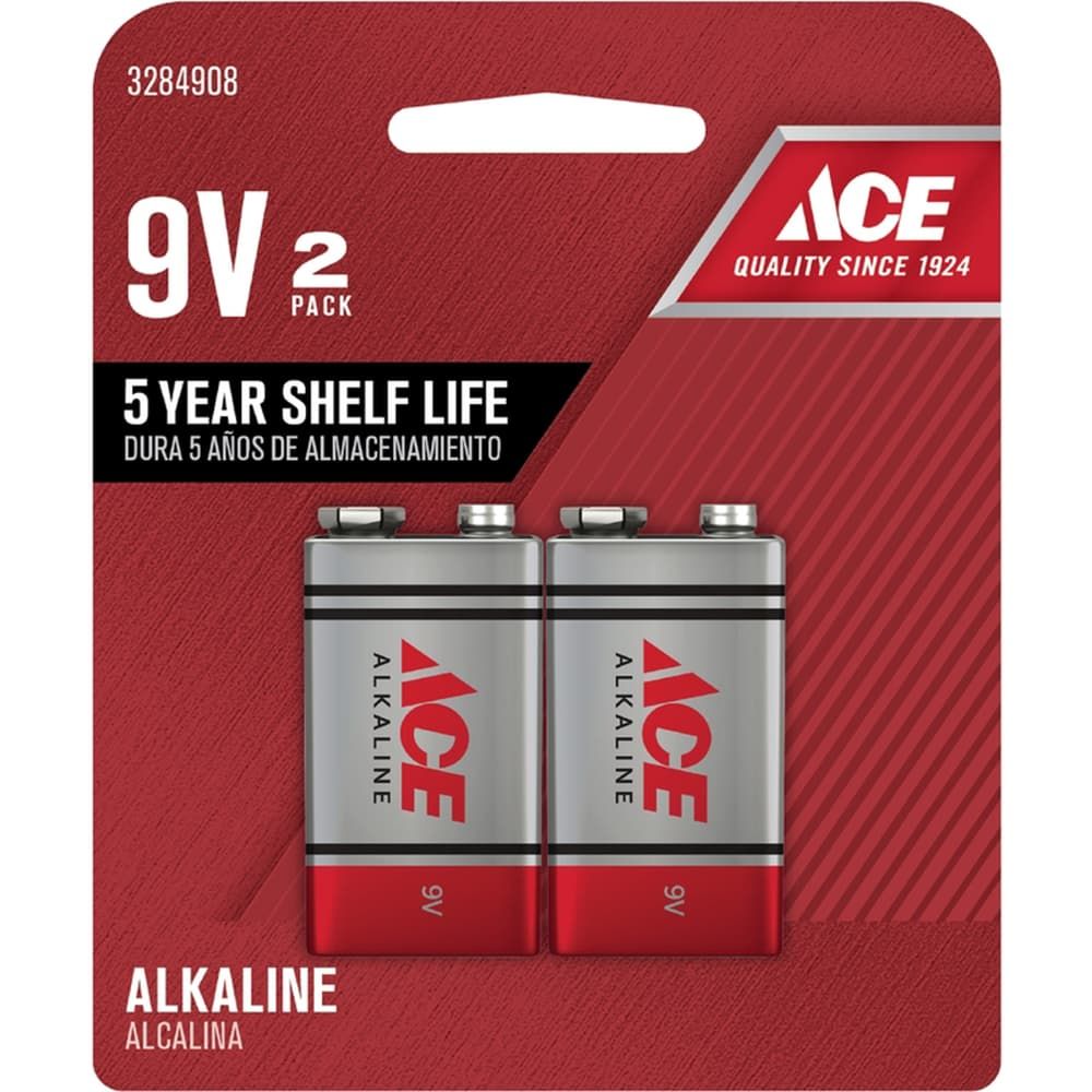 Ace 9-Volt Alkaline Batteries 2 pk Carded
