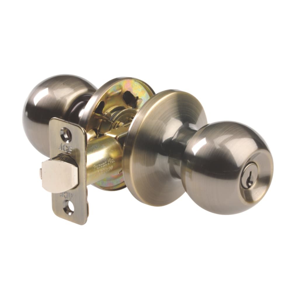 Ace Ball Antique Brass Entry Door Knob 1-3/4 in.