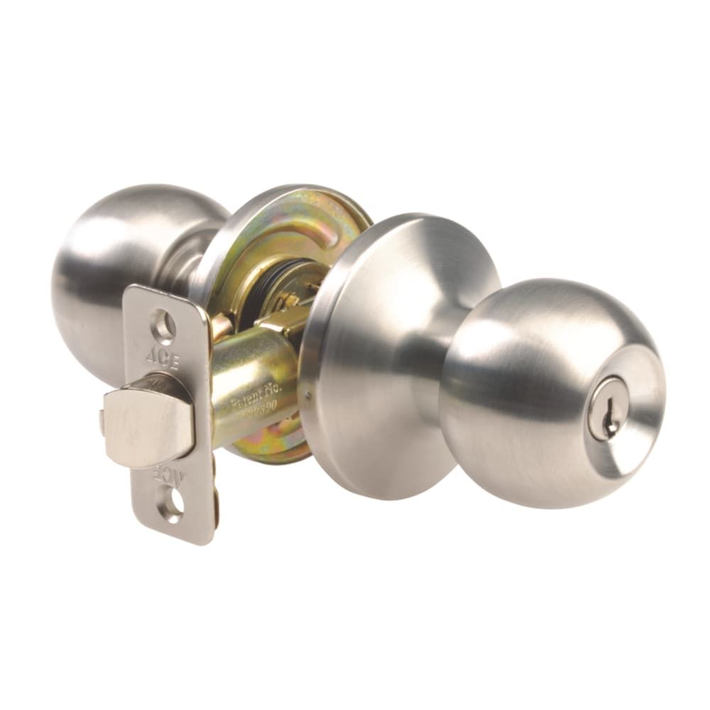 Ace Ball Satin Entry Door Knob 1-3/4 in.
