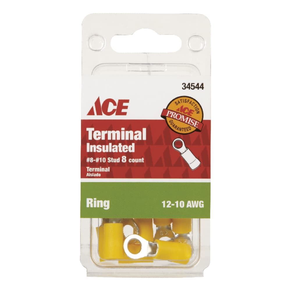 Ace Insulated Wire Ring Terminal Yellow 8 pk