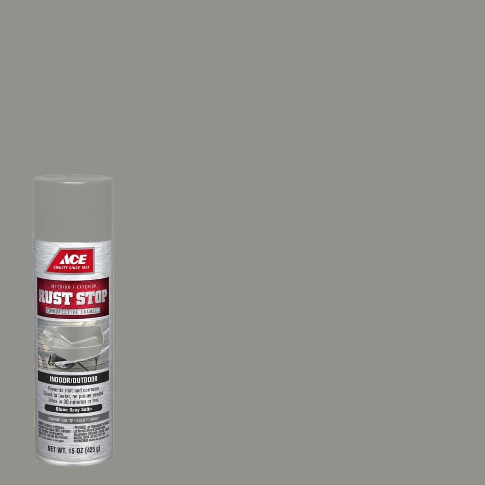 Ace Rust Stop Satin Stone Gray Protective Enamel Spray Paint 15 oz