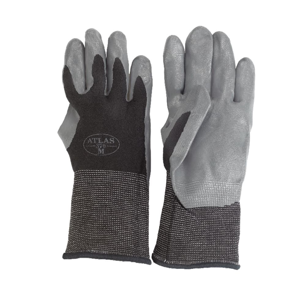 Atlas Unisex Indoor/Outdoor Dipped Gloves Black/Gray M 1 pair