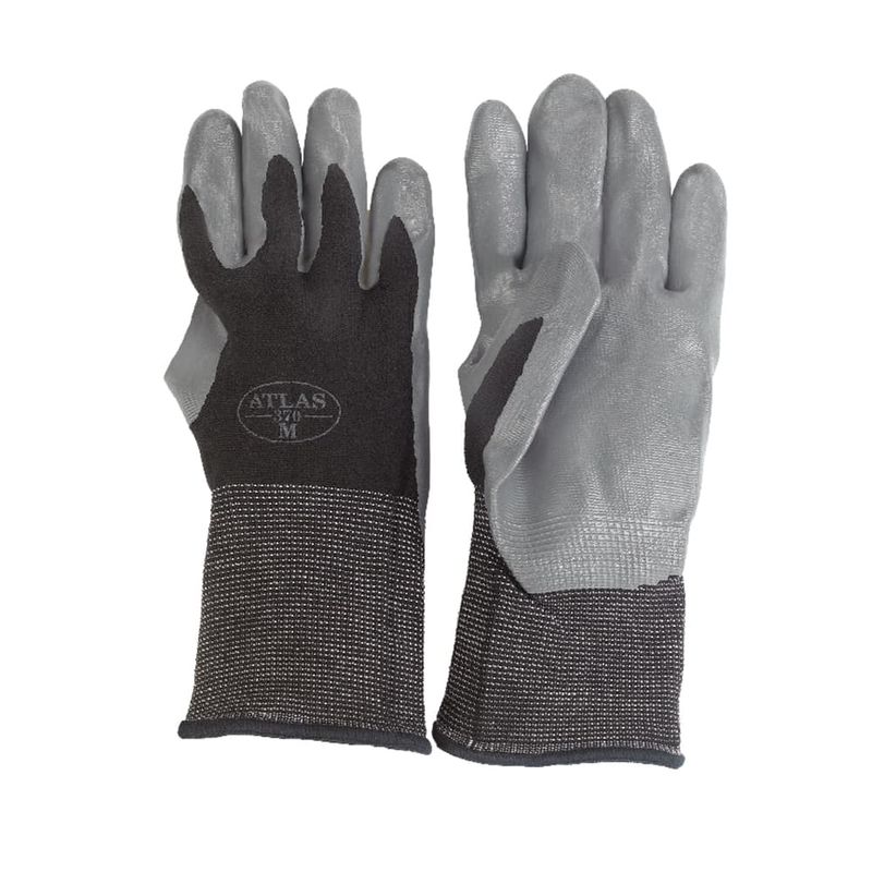 Atlas Unisex Indoor/Outdoor Dipped Gloves Black/Gray M 1 pair