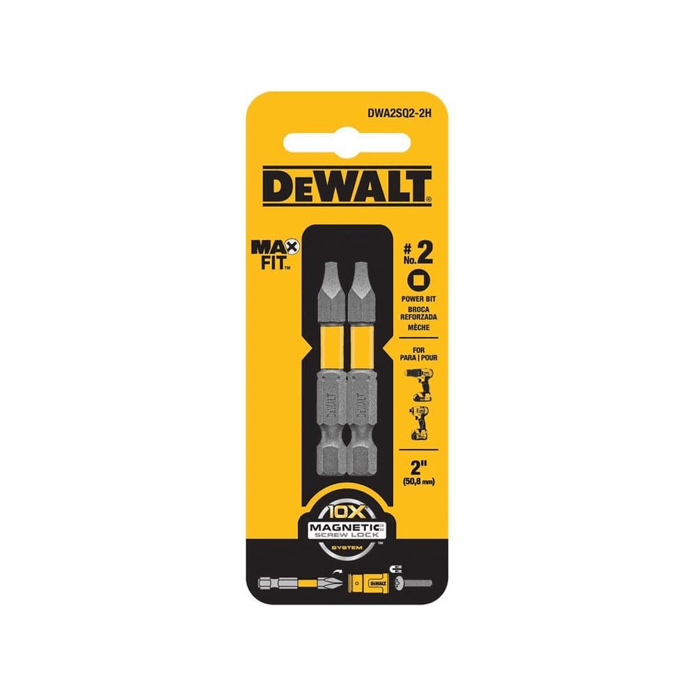 DeWalt Max Fit Square #2 X 2 in. L Power Bit S2 Tool Steel 2 pc
