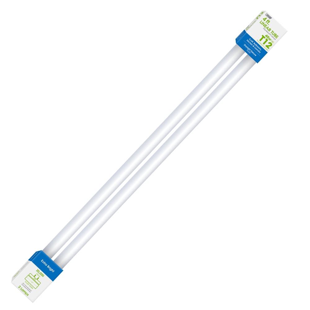 Feit 40 W T12 1.4 in. D X 48 in. L Fluorescent Bulb Daylight Linear 6500 K 2 pk