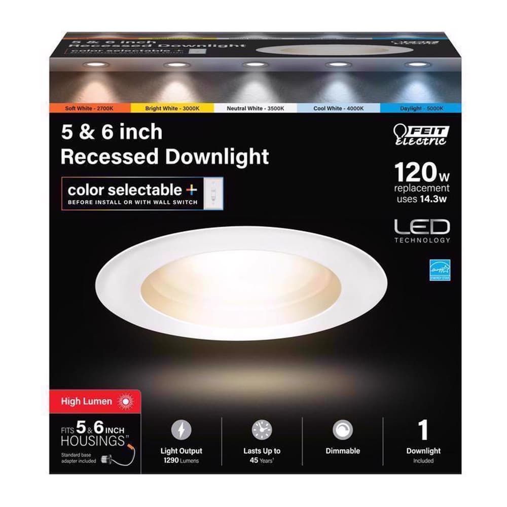 Feit Enhance White 7.5 in. W Aluminum LED Dimmable Recessed Downlight 14.3 W