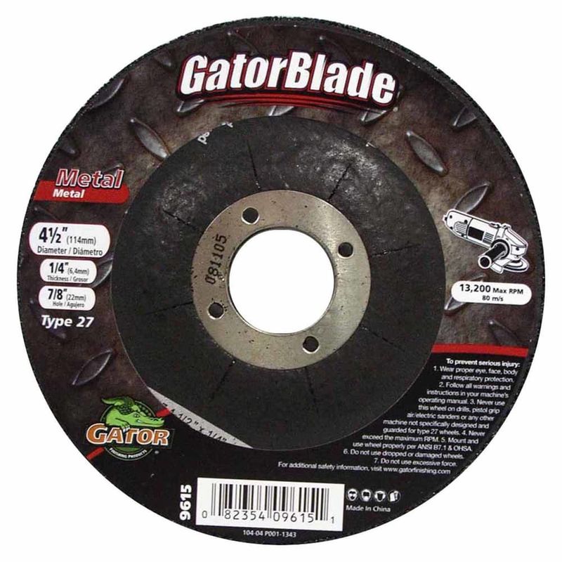 Gator 4-1/2 in. D X 7/8 in. Metal Grinding Wheel