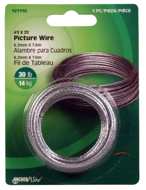HILLMAN Steel-Plated Silver Braided Picture Wire 30 lb 1 pk