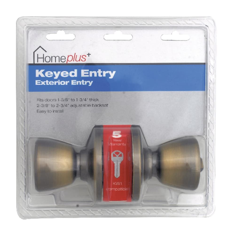 Home Plus Antique Brass Entry Lockset 1-3/4 in.
