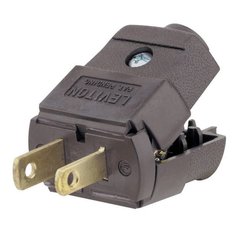 Leviton Commercial and Residential Thermoplastic Polarized Plug 1-15P 20-16 AWG 2 Pole 2 Wire