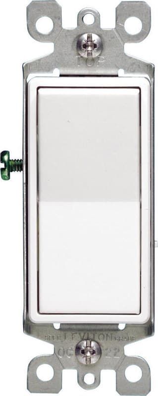Leviton Decora 15 amps 3-Way 3-Way/Rocker AC Quiet Switch White 1 pk