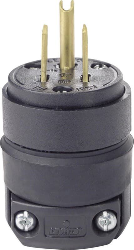 Leviton Residential Rubber Ground/Straight Blade Plug 5-15P 18-12 AWG 2 Pole 3 Wire