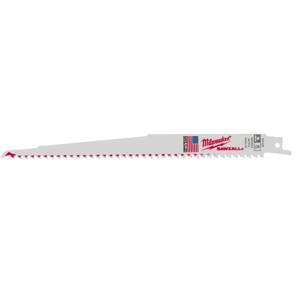 Milwaukee Sawzall 9 in. Bi-Metal Thin Kerf Reciprocating Saw Blade 5 TPI 1 pk