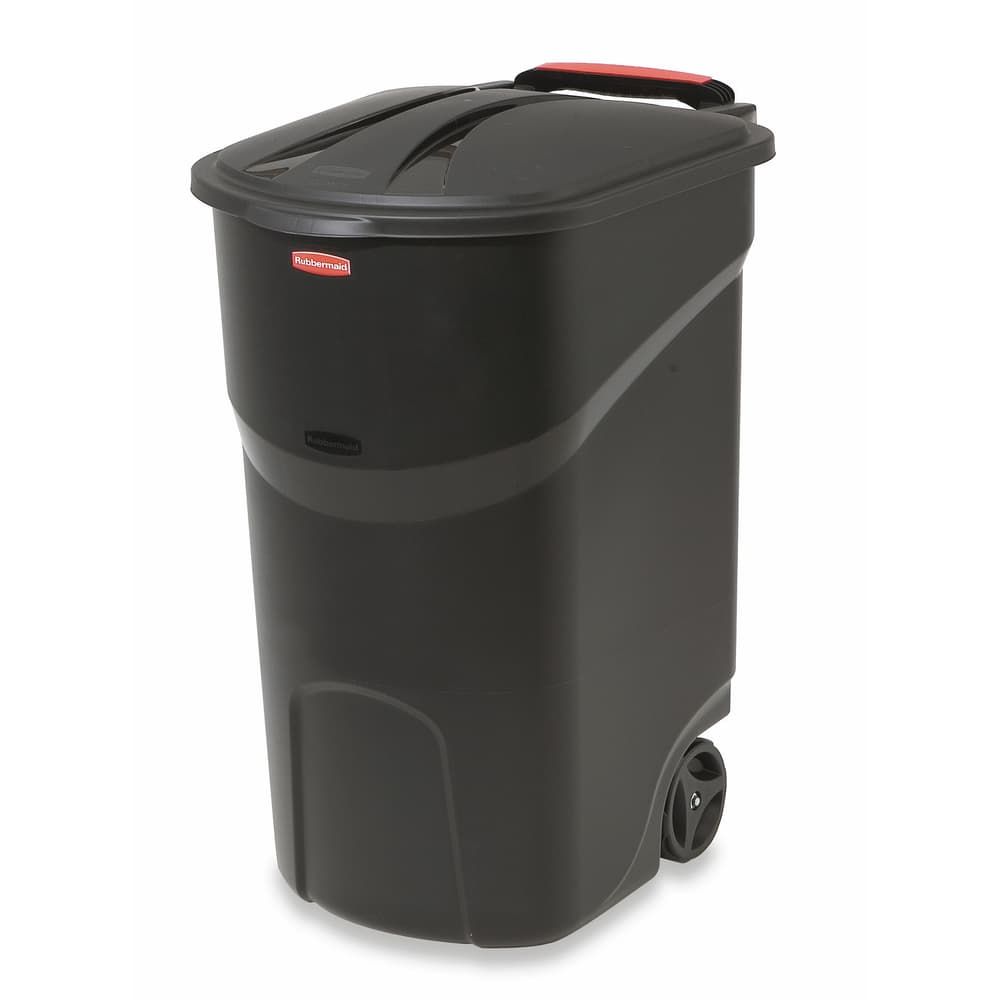 Rubbermaid Roughneck 45 gal Black Plastic Wheeled Garbage Can Lid Included