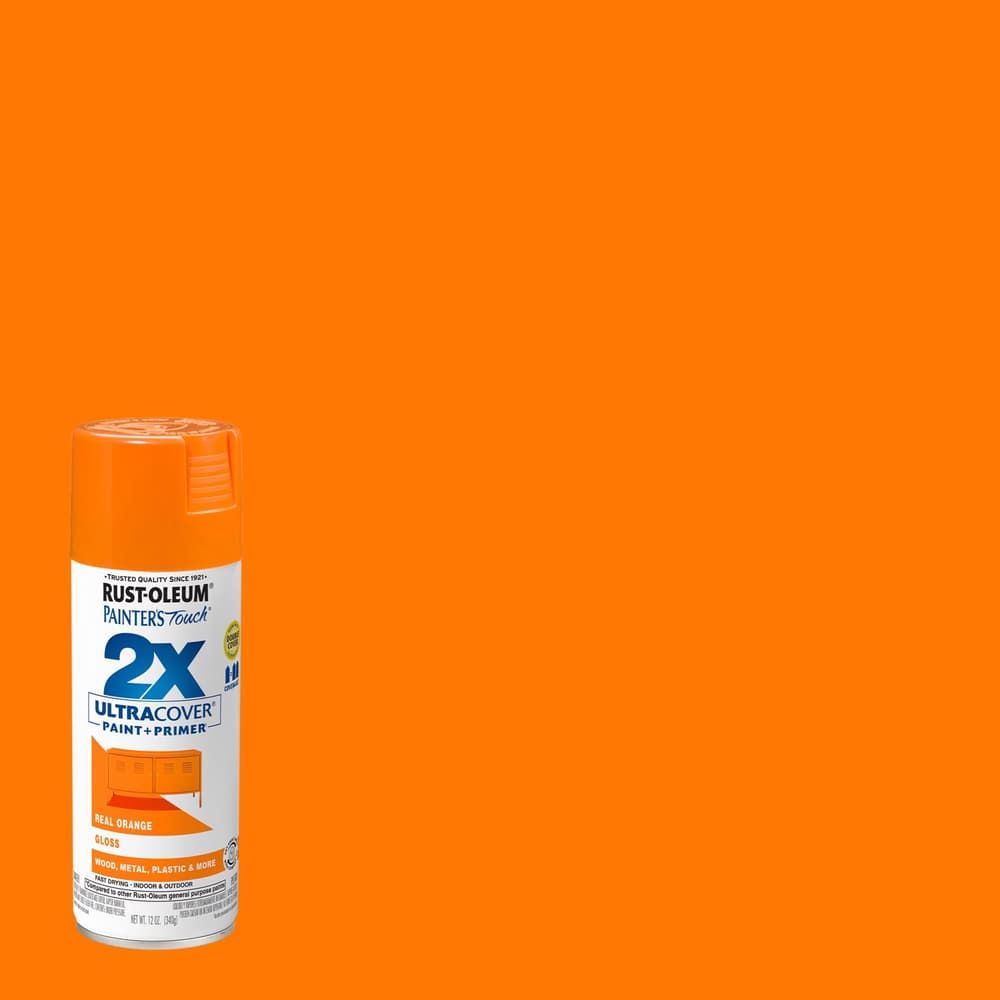 Rust-Oleum Painter's Touch 2X Ultra Cover Gloss Real Orange Paint+Primer Spray Paint 12 oz