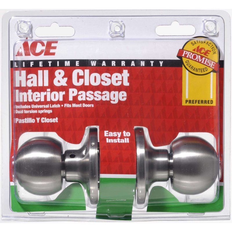 Ace Ball Satin Passage Door Knob 1-3/4 in. Ace Ball Satin Passage Door Knob 1-3/4 in.