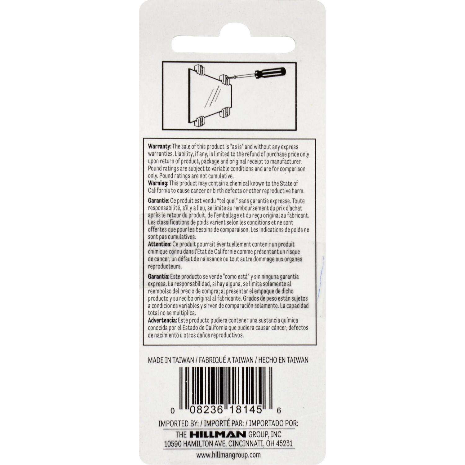 HILLMAN Plastic Coated Clear Mirror Holder Kit 20 lb 4 pk