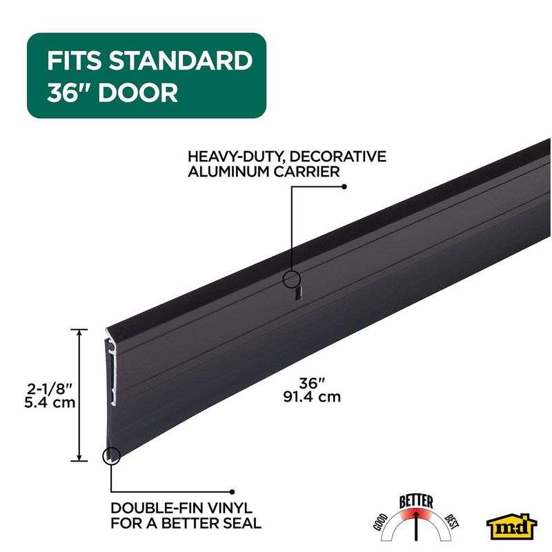 M-D Building Products Bronze Aluminum/Vinyl Sweep For Doors 36 in. L X 2.13 in.