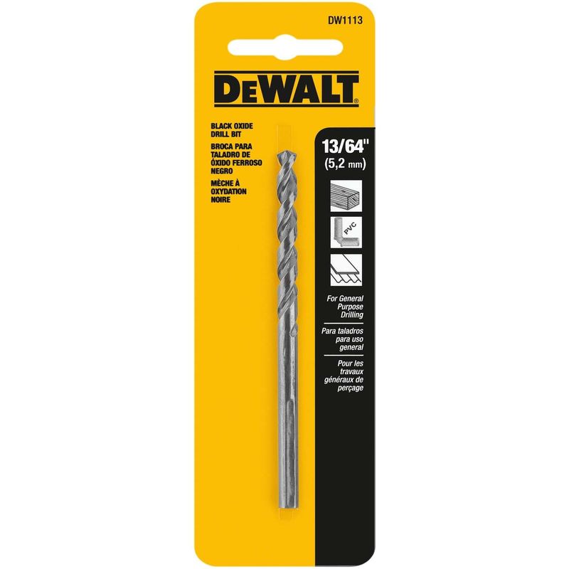 DeWalt Black & Gold 13/64 in. X 3.62 in. L Black Oxide Drill Bit Round Shank 1 pc Prop 65 Violation